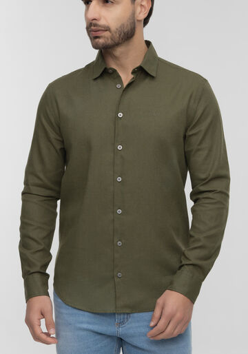 Camisa Slim Fit Masculina Com Mangas Longas E Botões, VERDE HEIR. Camisa Slim Fit Masculina Com Mangas Longas E Botões, VERDE HEIR, large.