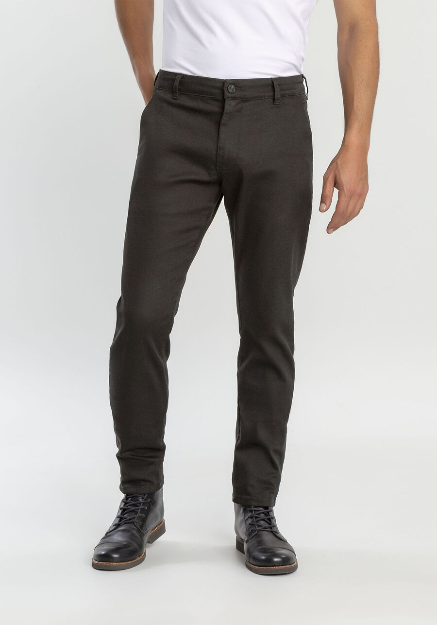 Calça Sarja Masculina Skinny Chino Não Desbota, PRETO REATIVO. Calça Sarja Masculina Skinny Chino Não Desbota, PRETO REATIVO, large.