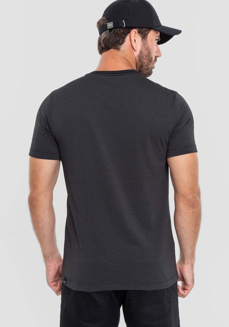 Camiseta Masculina em Malha Estonada com Estampa, CINZA NOTI. Camiseta Masculina em Malha Estonada com Estampa, CINZA NOTI, large.
