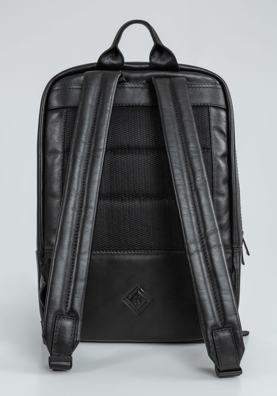 Mochila Masculina em Couro, PRETO REATIVO. Mochila Masculina em Couro, PRETO REATIVO, large.