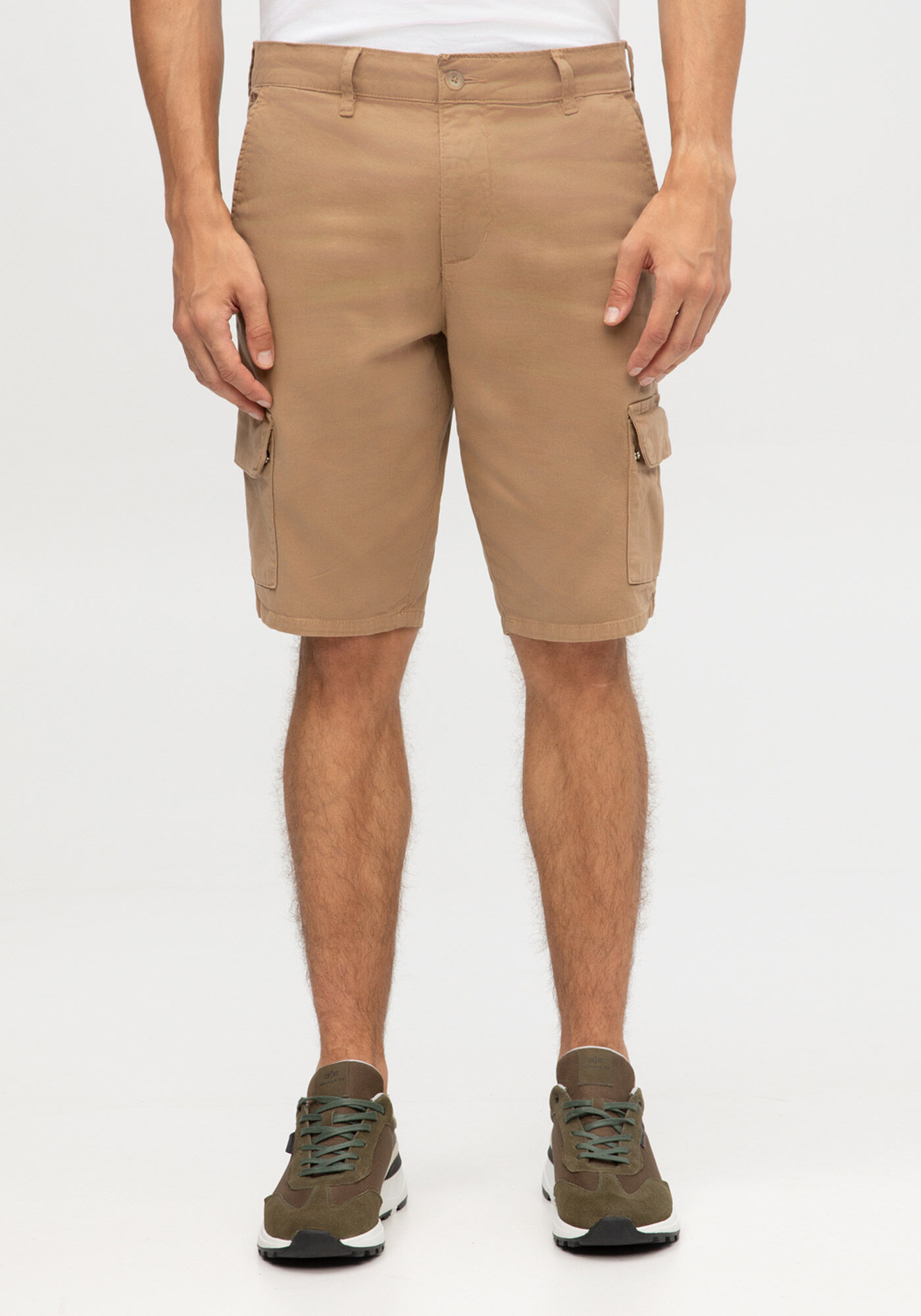 Bermuda Sarja Masculina Reta Cargo, MARROM AVELA, large.