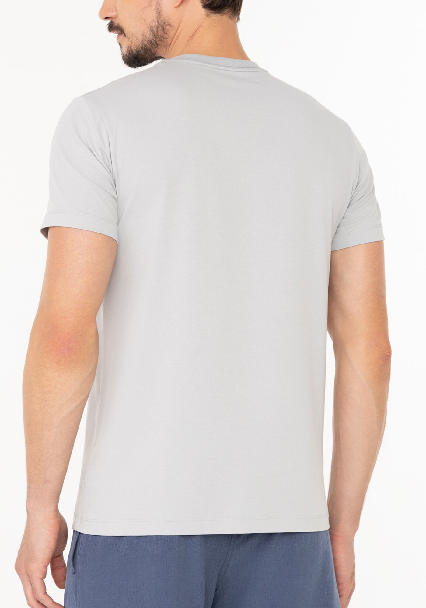 Camiseta De Mangas Curtas Em Malha De Algod&atilde;o E Elastano, CINZA GLISTEN, large.