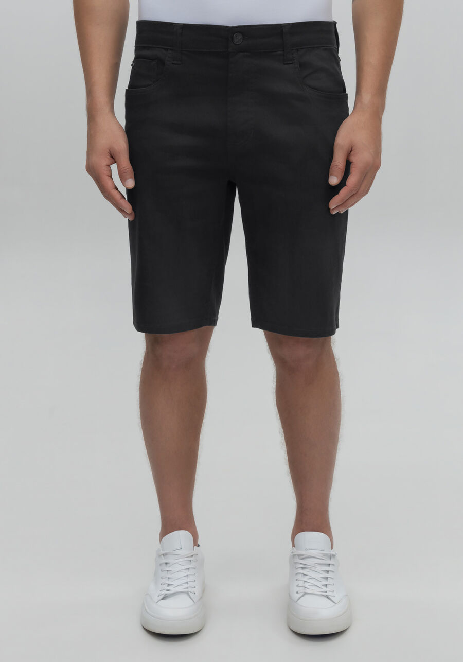 Bermuda Sarja Masculina Reta Não Desbota, PRETO REATIVO. Bermuda Sarja Masculina Reta Não Desbota, PRETO REATIVO, large.