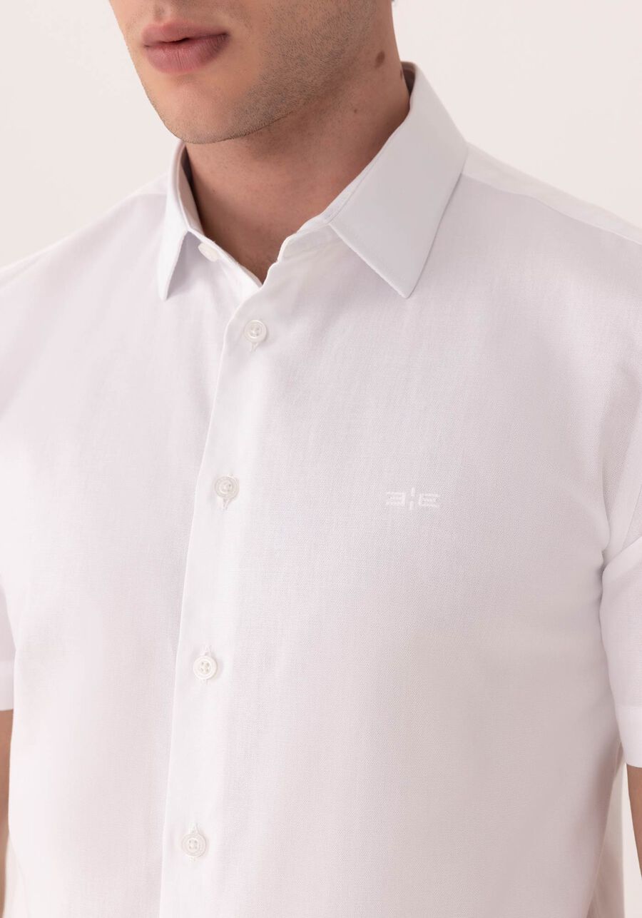Camisa De Mangas Curtas Em Tecido De Algodão, BRANCO. Camisa De Mangas Curtas Em Tecido De Algodão, BRANCO, large.