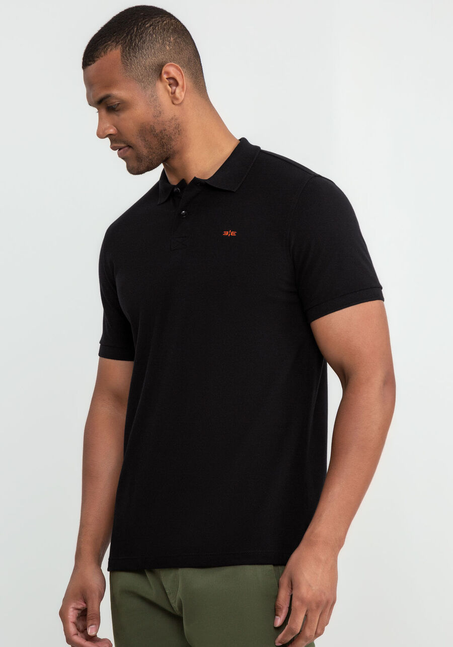 Camisa Polo Clássica em Malha Piquet Pima, PRETO REATIVO. Camisa Polo Clássica em Malha Piquet Pima, PRETO REATIVO, large.