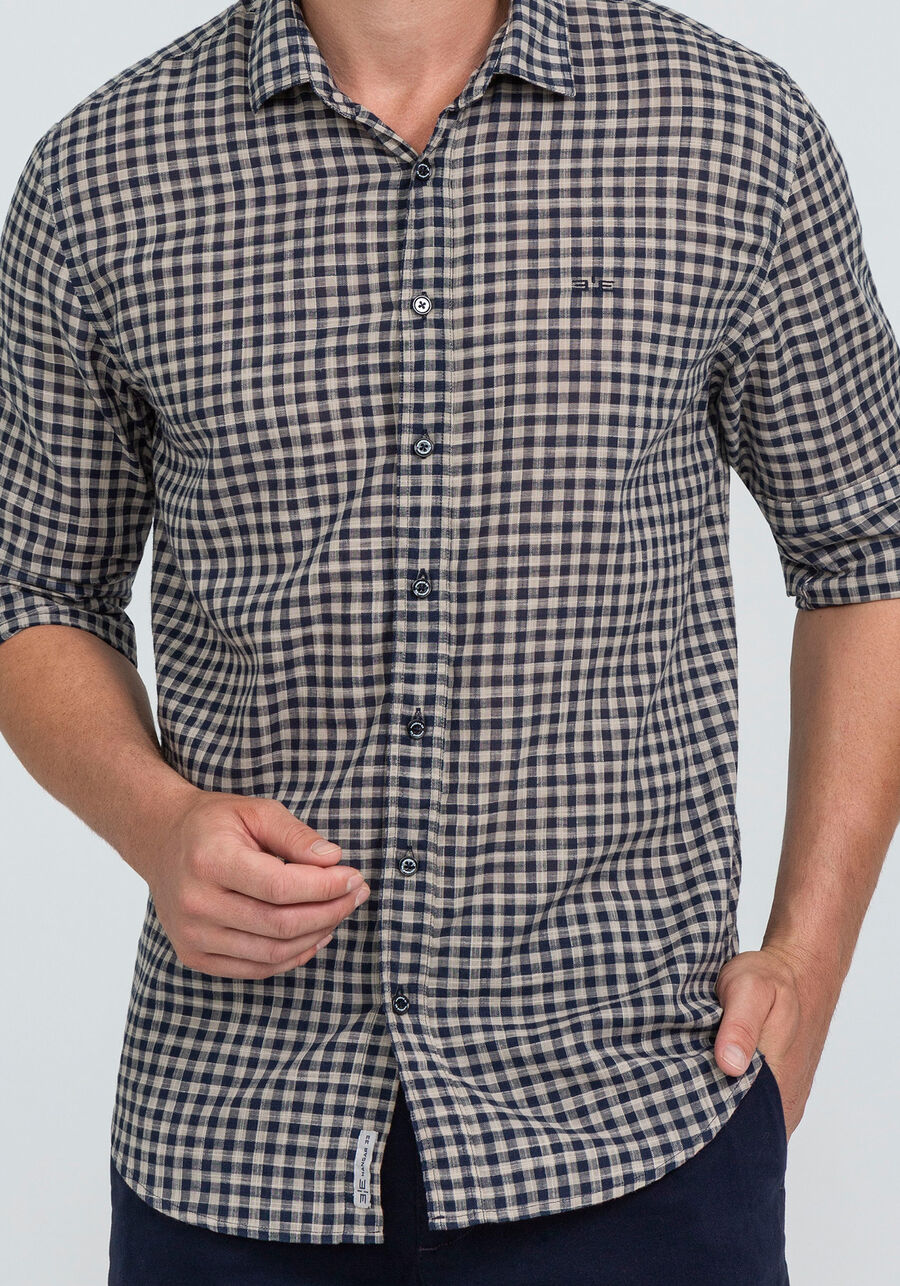 Camisa Xadrez Comfort Tecido Flamê, BEGE RUSSET. Camisa Xadrez Comfort Tecido Flamê, BEGE RUSSET, large.