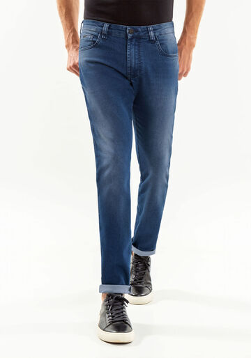 Calça Jeans Masculina slim com Lavagem ecológica, JEANS, large.