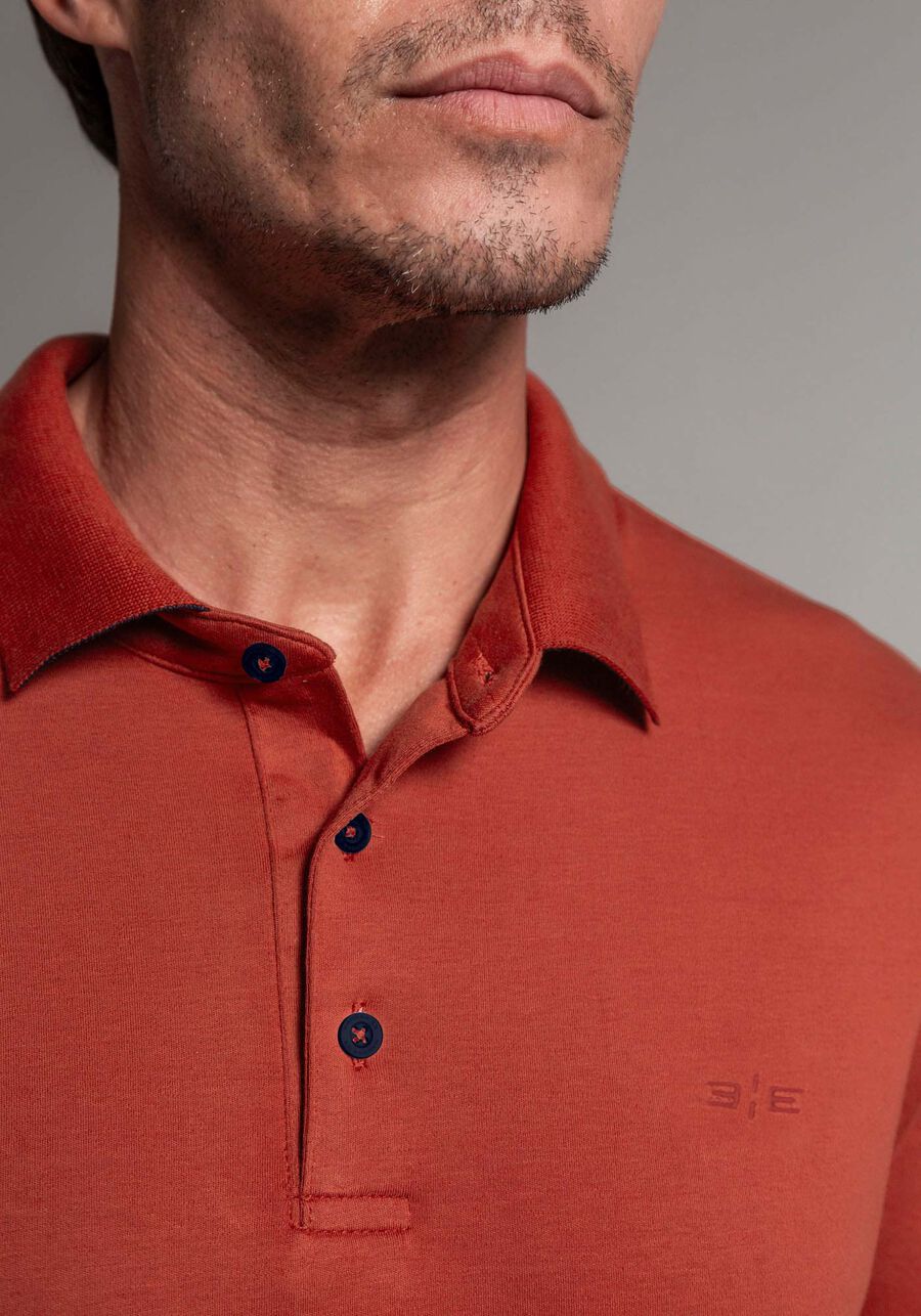Camisa Polo Masculina em Malha Suedine Premium, LARANJA BRIGHT. Camisa Polo Masculina em Malha Suedine Premium, LARANJA BRIGHT, large.