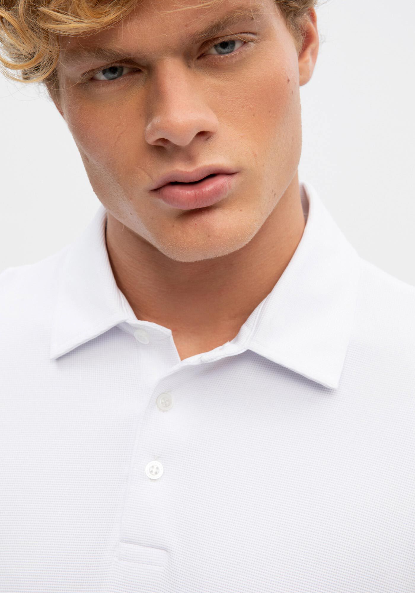 Camisa Polo Masculina em Malha Piquet Poliamida, BRANCO, large.