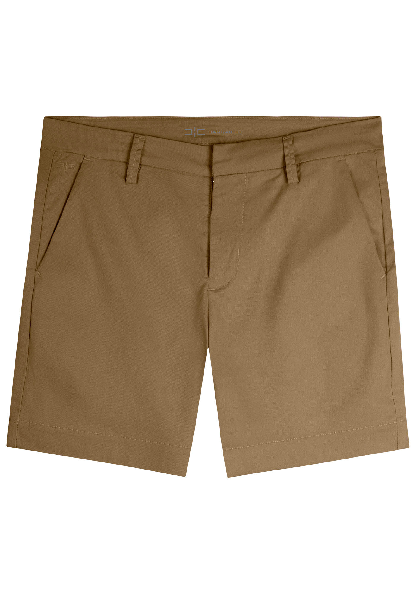 Shorts Reto Radial Chino Em Sarja Amaciada Com Elastano, CAQUI RAIZ, large.