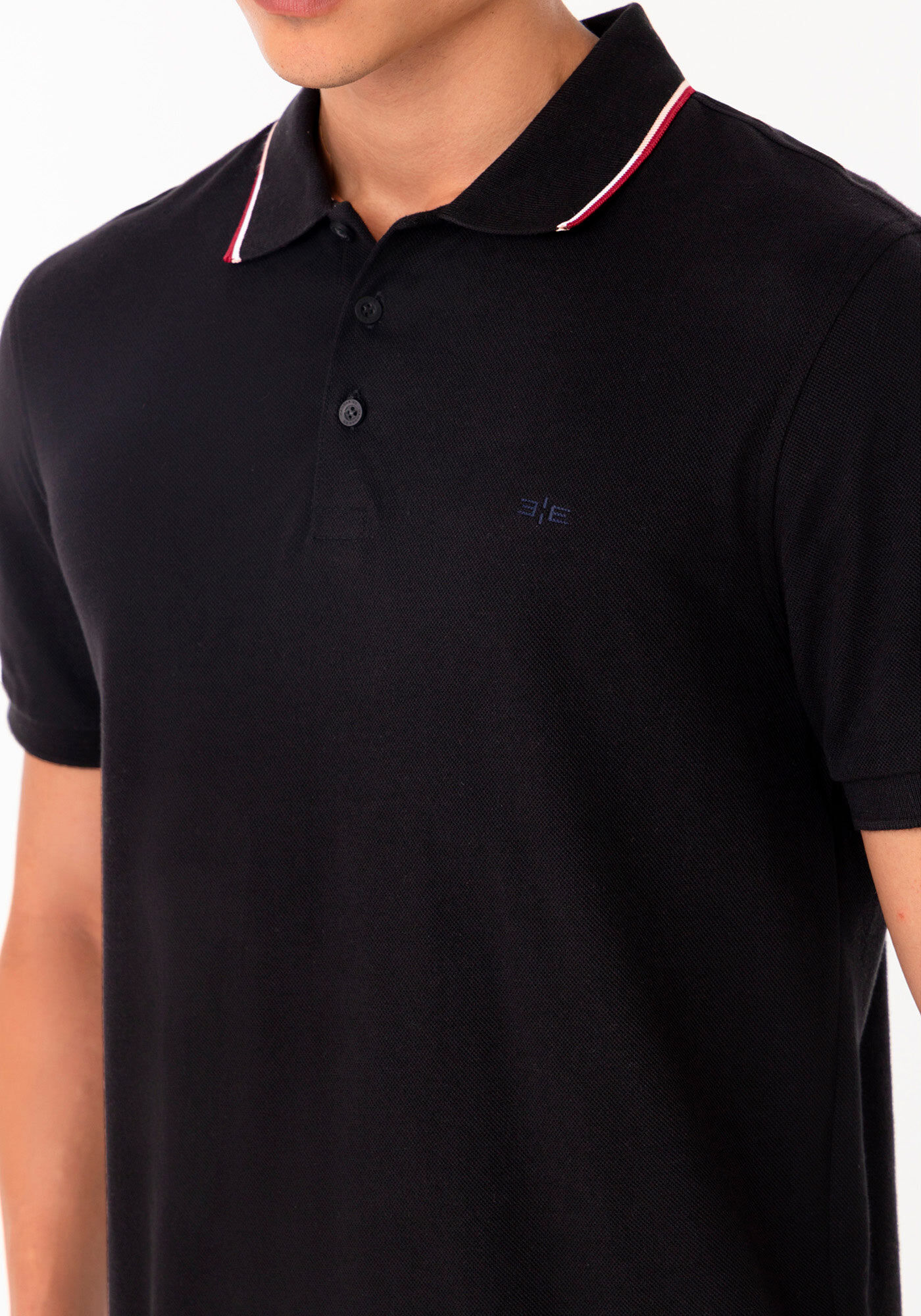 Camisa Com Gola Polo E Mangas Curtas Em Malha Piquet, PRETO, large.