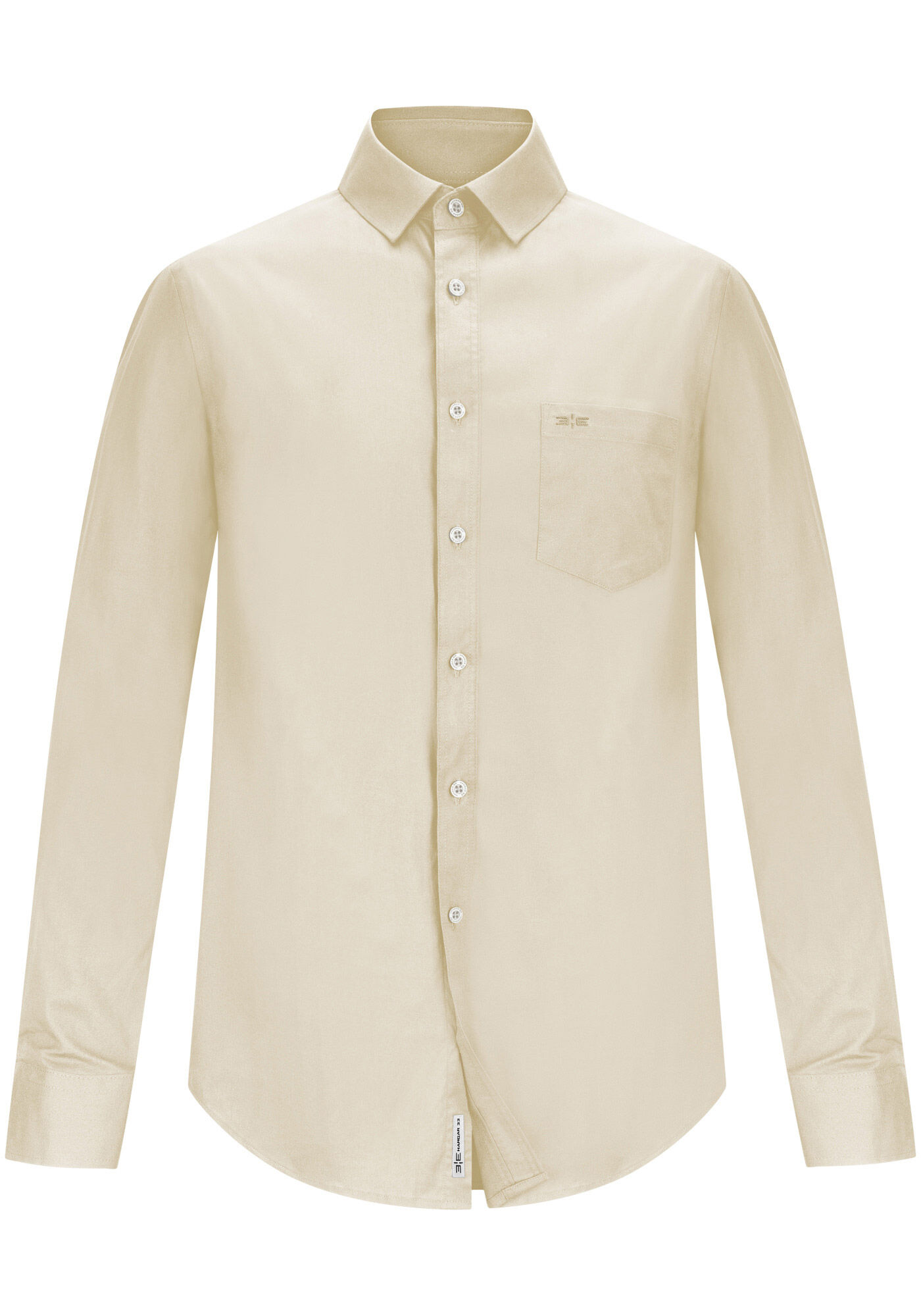 Camisa Comfort De Mangas Longas Masculina Com Elastano, BEGE GINGER, large.