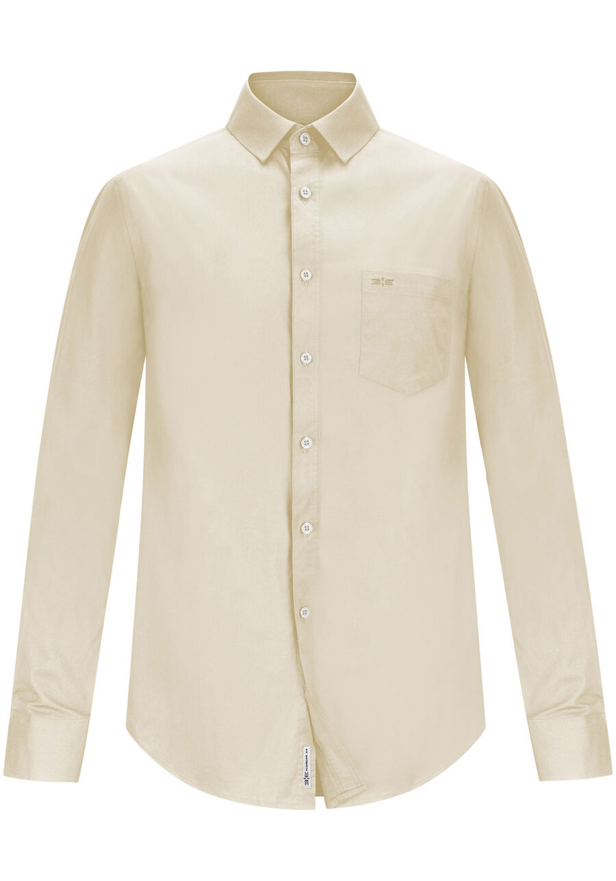 Camisa Comfort De Mangas Longas Masculina Com Elastano, BEGE GINGER. Camisa Comfort De Mangas Longas Masculina Com Elastano, BEGE GINGER, large.