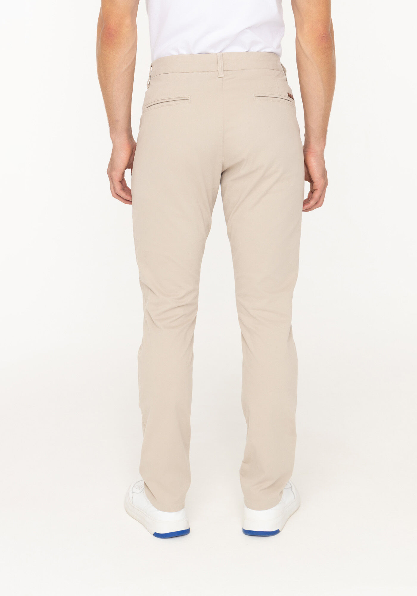 Cal&ccedil;a Slim Masculina Chino Em Sarja Com Elastano Turbofan, BEGE GELO, large.