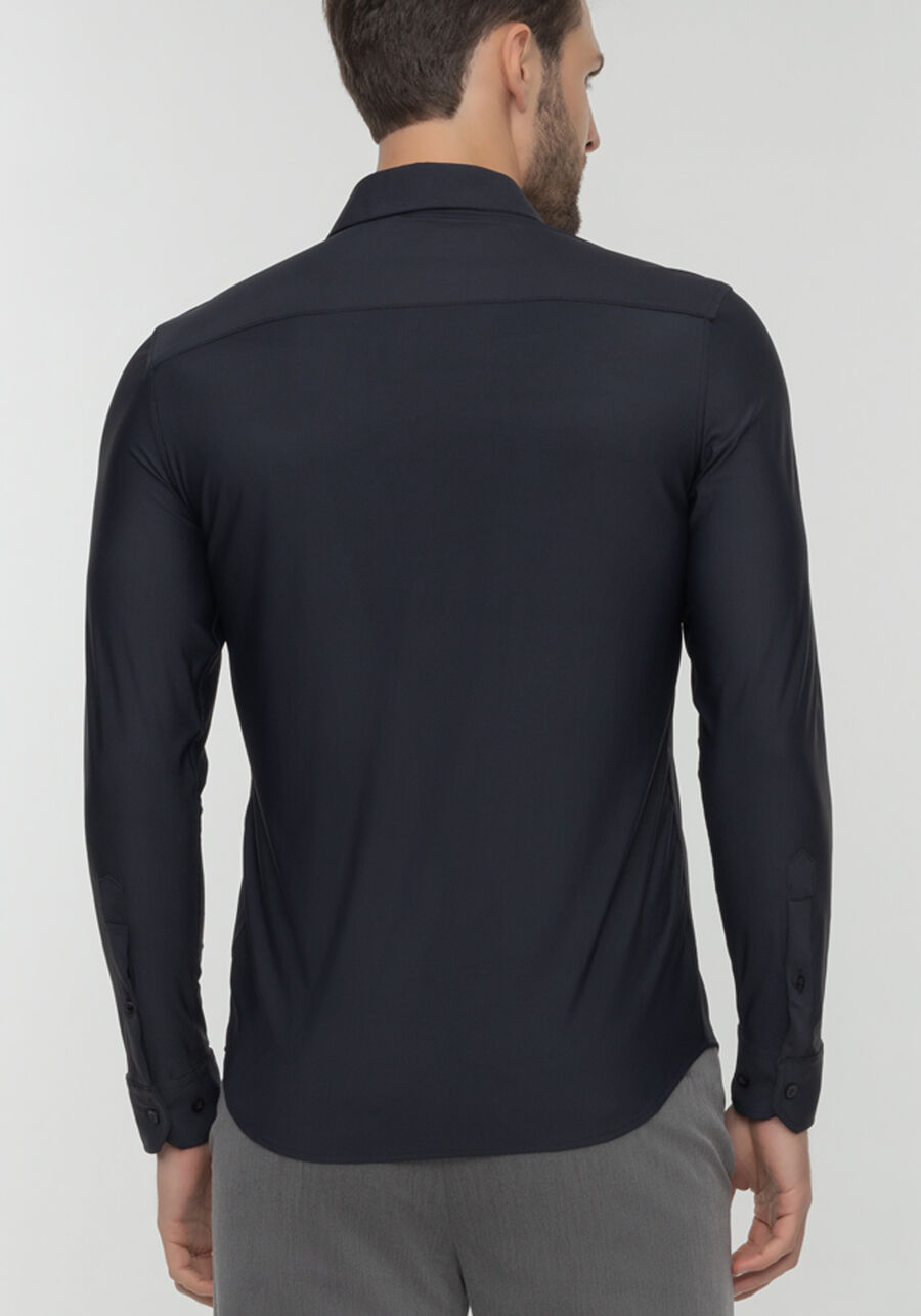 Camisa Slim Fit De Mangas Longas Com Proteção UV, PRETO. Camisa Slim Fit De Mangas Longas Com Proteção UV, PRETO, large.