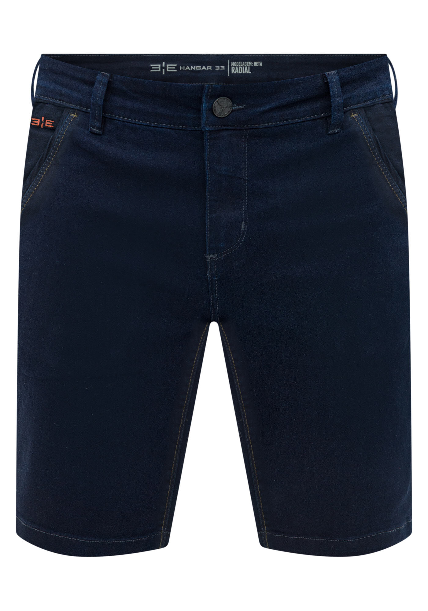 Bermuda Reta Radial Em Jeans Amaciado, JEANS ESCURO, large.