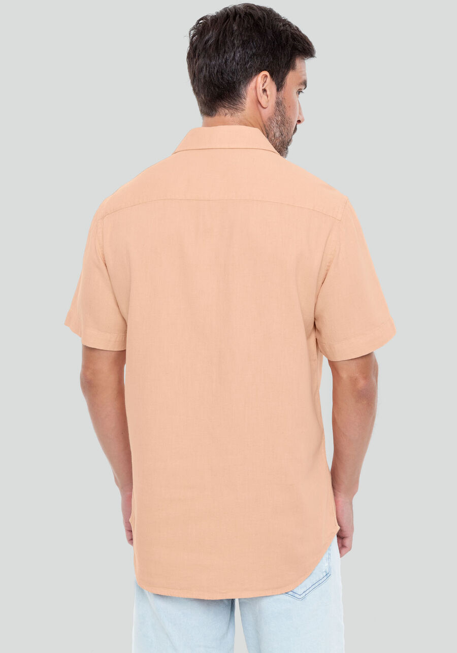Camisa Manga Curta Masculina em Linho, SALMAO SENSACAO. Camisa Manga Curta Masculina em Linho, SALMAO SENSACAO, large.