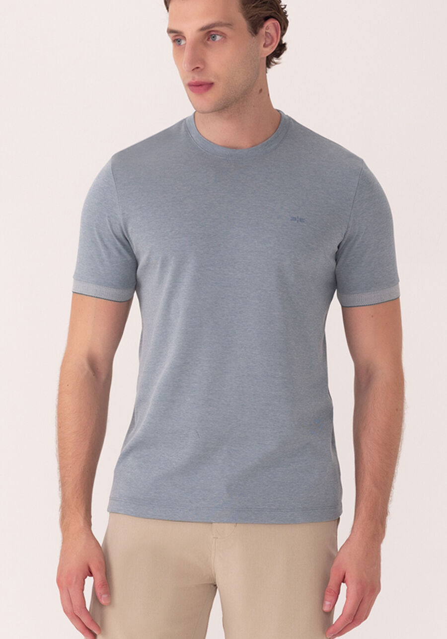 Camiseta De Mangas Curtas Com Retilínea Em Malha Piquet, AZUL COPEN. Camiseta De Mangas Curtas Com Retilínea Em Malha Piquet, AZUL COPEN, large.