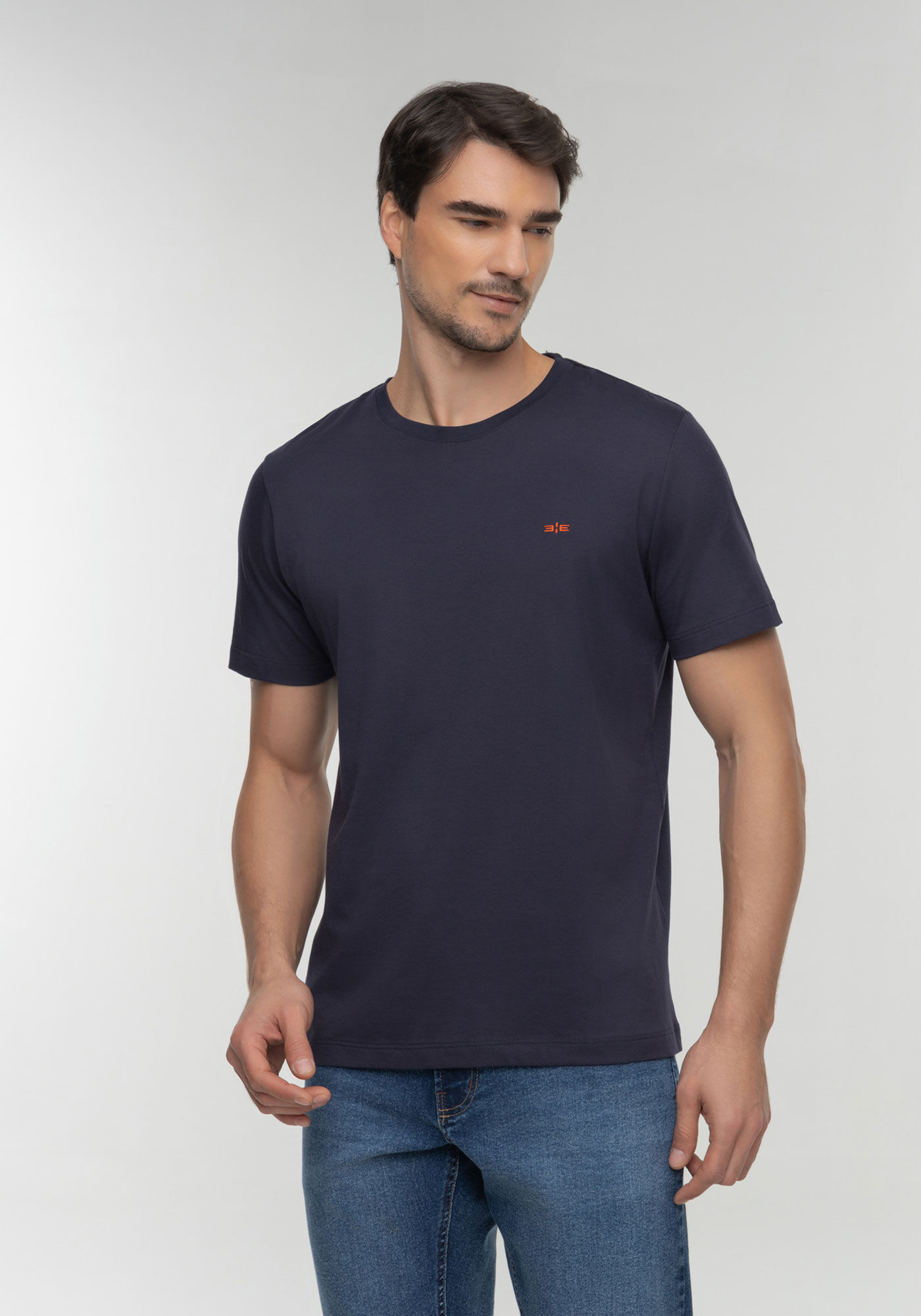 Camiseta De Mangas Curtas Em Malha De Algod&atilde;o Pima, MARINHO ACTION, large.