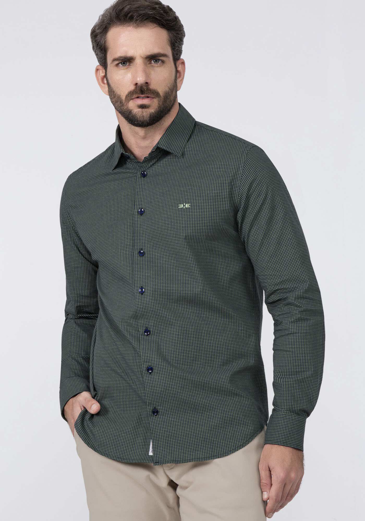 Camisa Masculina Slim Fit em Tricoline com Elastano Hangar 33
