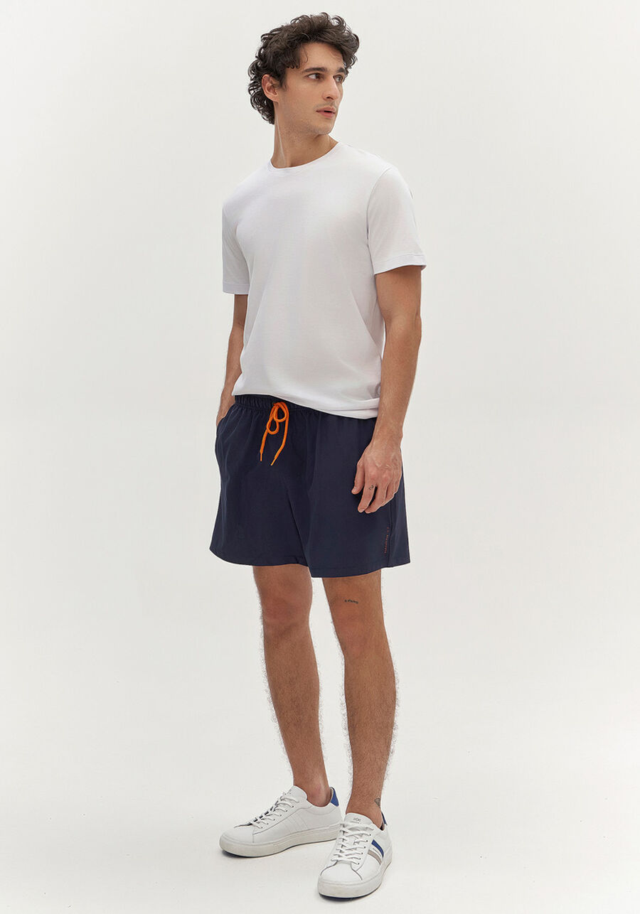 Shorts Com Bolso E Cadarço Regulável Em Tecido Plano, MARINHO ACTION. Shorts Com Bolso E Cadarço Regulável Em Tecido Plano, MARINHO ACTION, large.