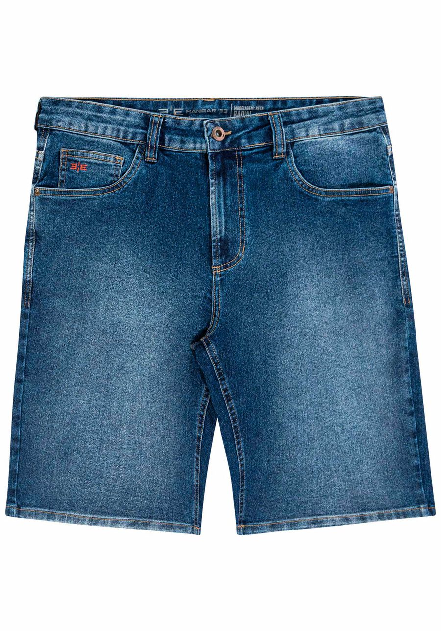 Bermuda Jeans Reta Radial com Bordado, JEANS, large.