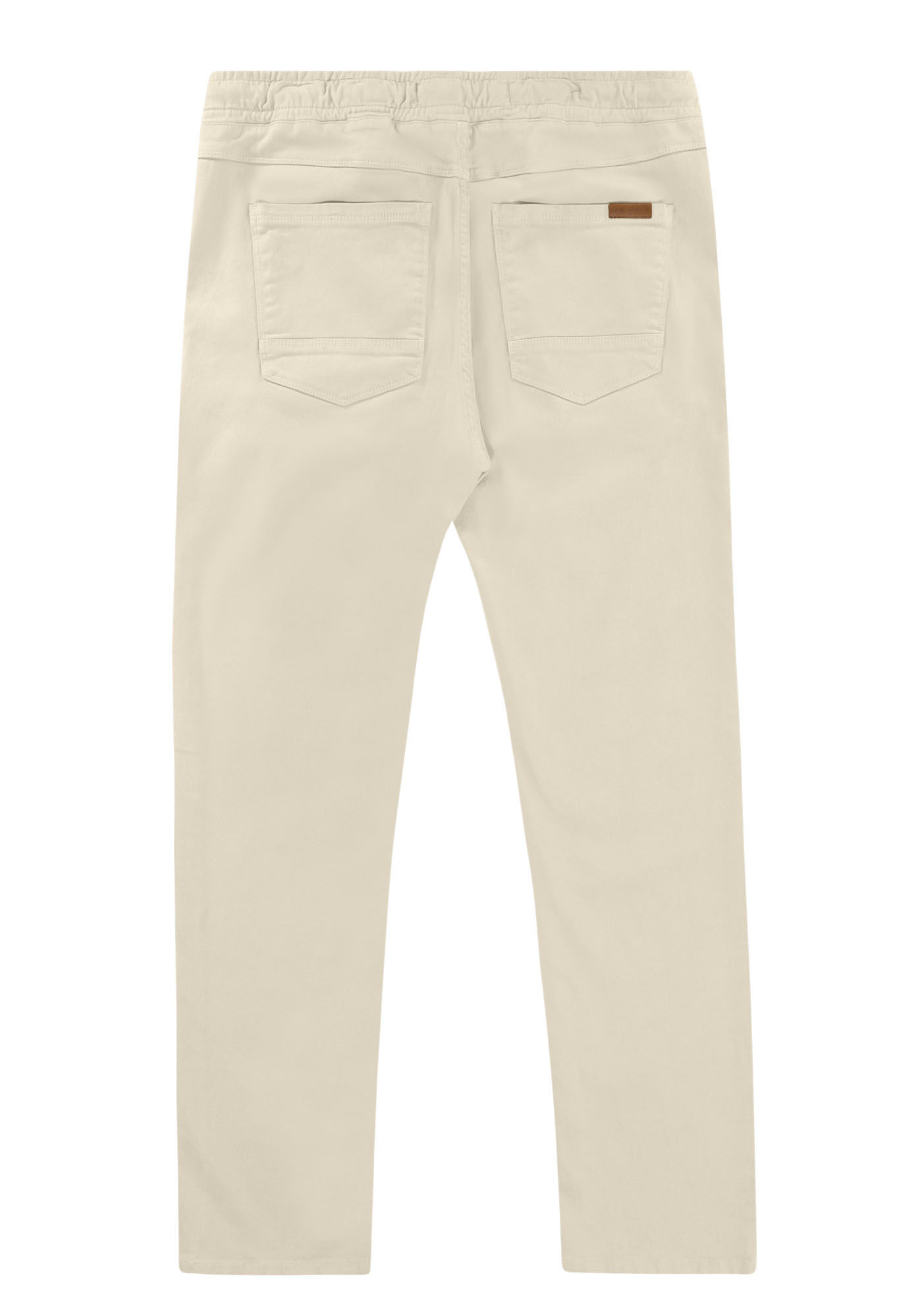 Cal&ccedil;a Jogging Com Bolsos Em Sarja Denim Malha, BEGE SYSTEM, large.