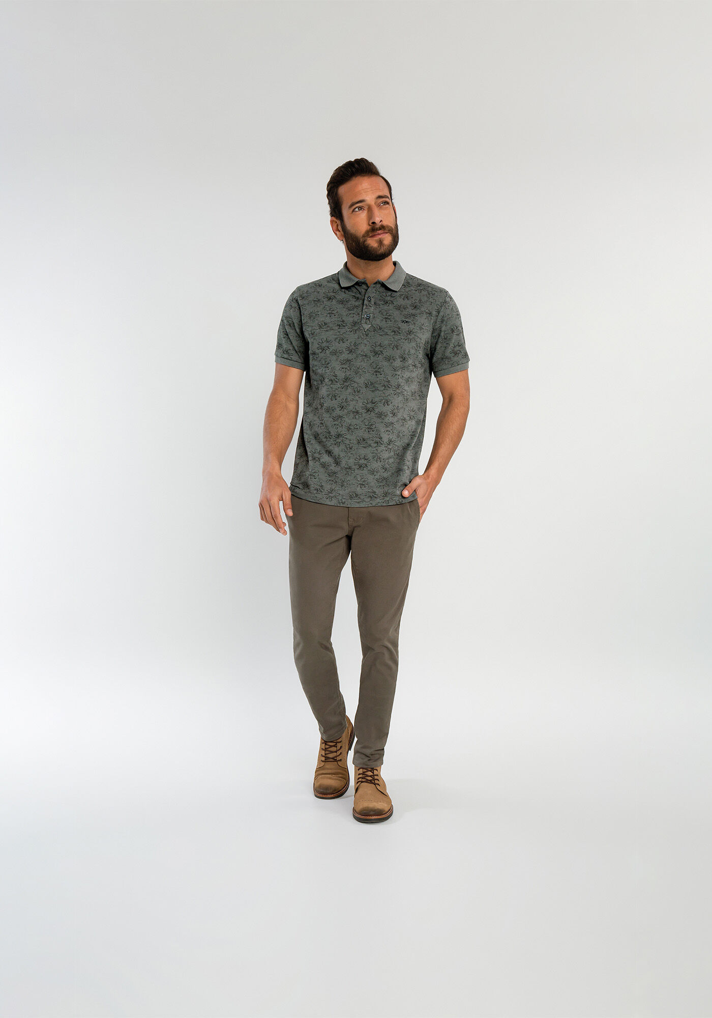 Camisa Polo Retil&iacute;nea Estampa, VERDE FURIA, large.