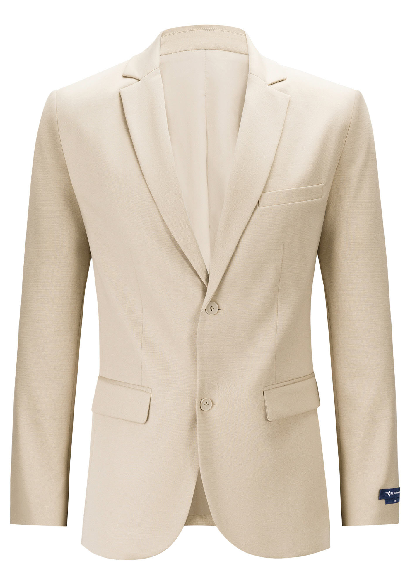 Blazer Slim Com Lapelas Em Malha, BEGE, large.