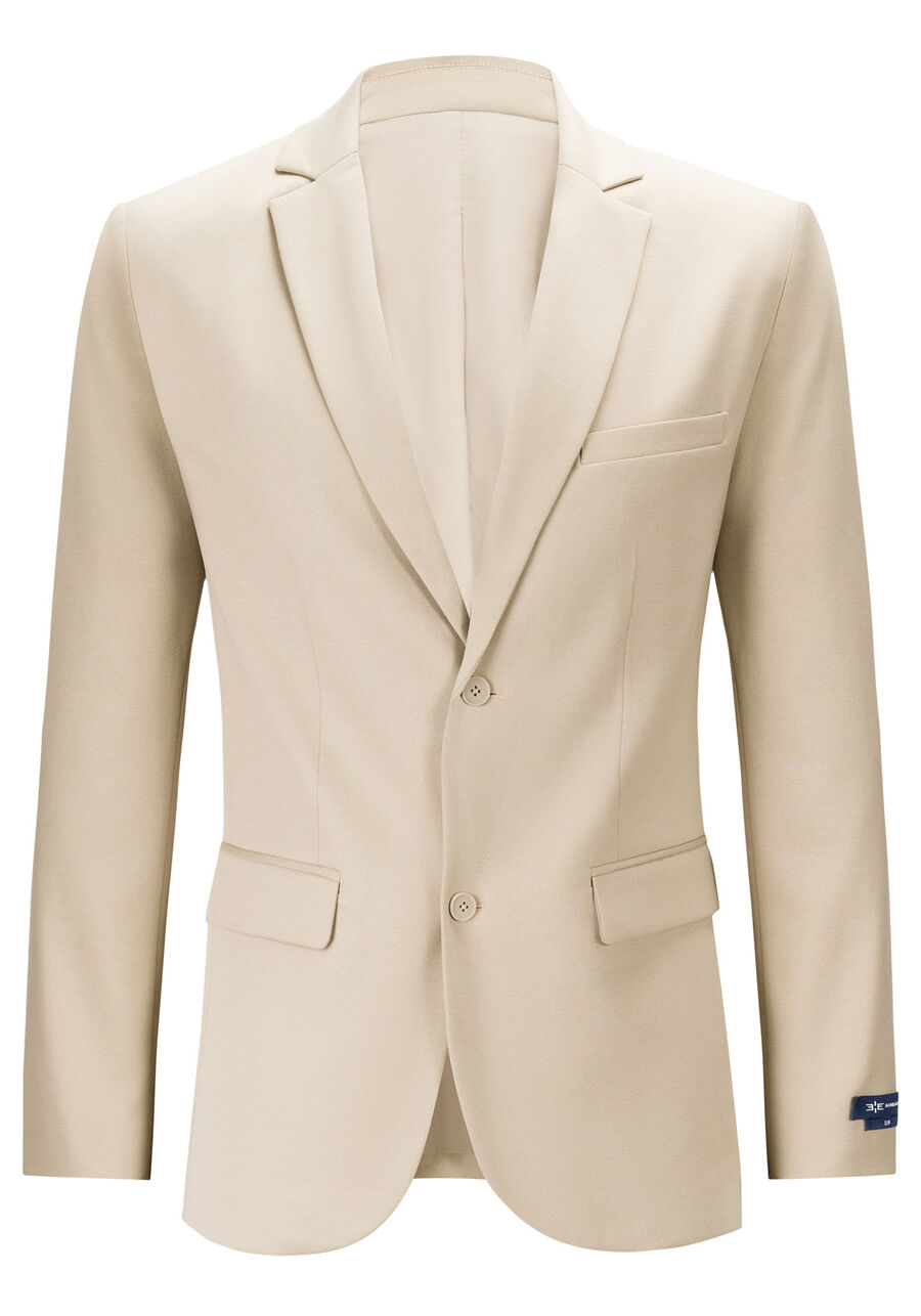 Blazer Slim Com Lapelas Em Malha, BEGE. Blazer Slim Com Lapelas Em Malha, BEGE, large.
