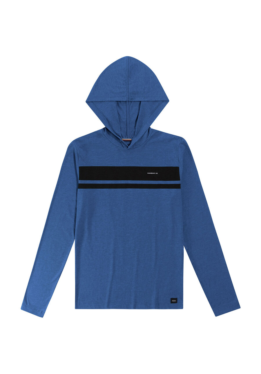 Camiseta Manga Longa em Malha com Capuz Juvenil, AZUL SPARK. Camiseta Manga Longa em Malha com Capuz Juvenil, AZUL SPARK, large.
