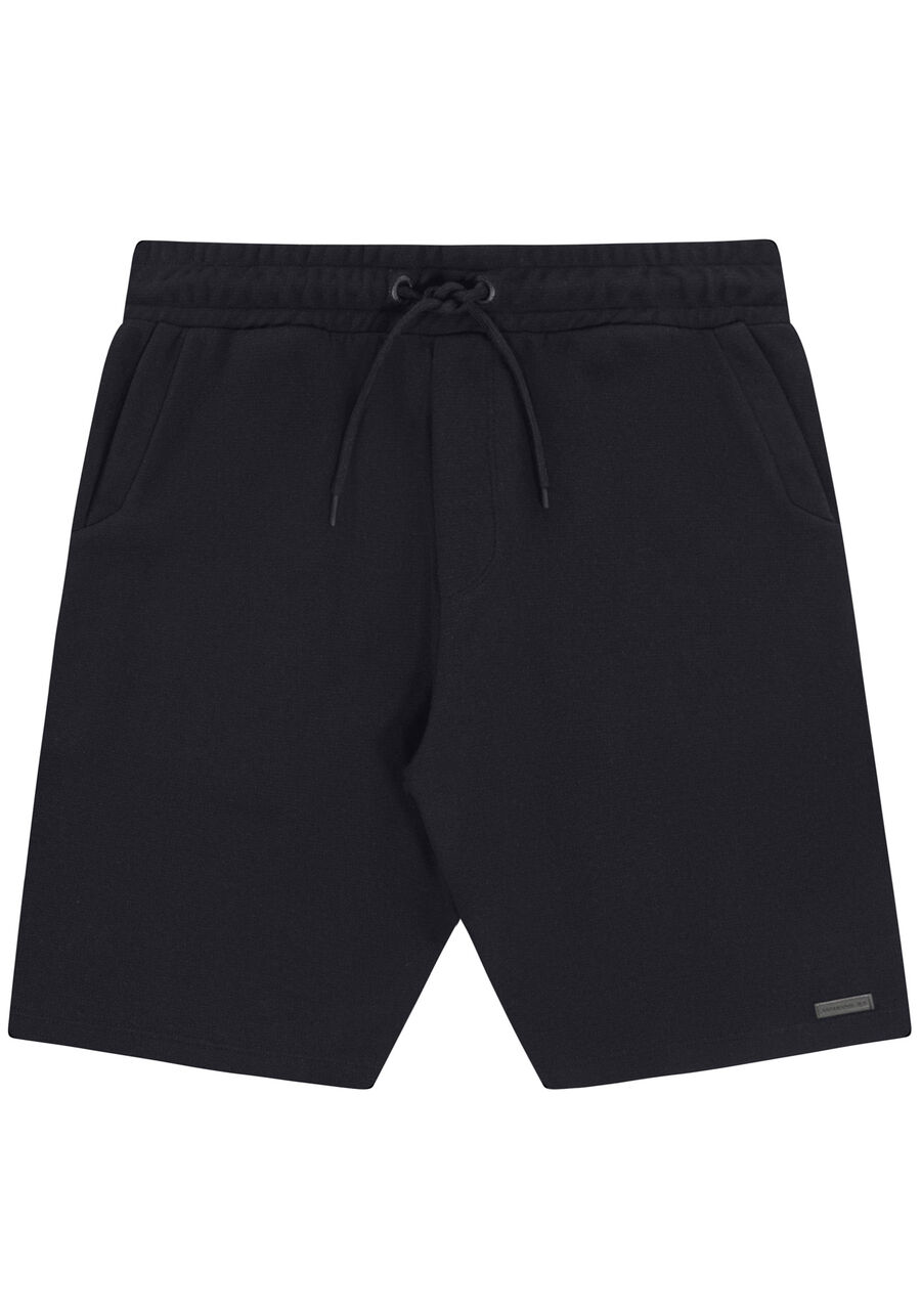 Bermuda Masculina em Moletom com Cadarço, PRETO REATIVO. Bermuda Masculina em Moletom com Cadarço, PRETO REATIVO, large.