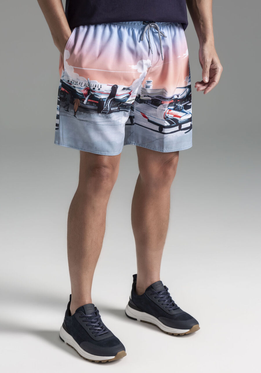 Shorts Masculino em Tecido Plano Estampado, MARINHO ACTION. Shorts Masculino em Tecido Plano Estampado, MARINHO ACTION, large.