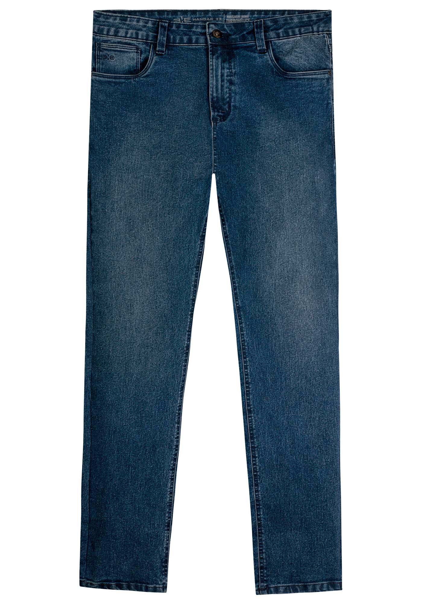 Cal&ccedil;a Jeans Masculina Skinny M&eacute;dia Estonada, JEANS, large.