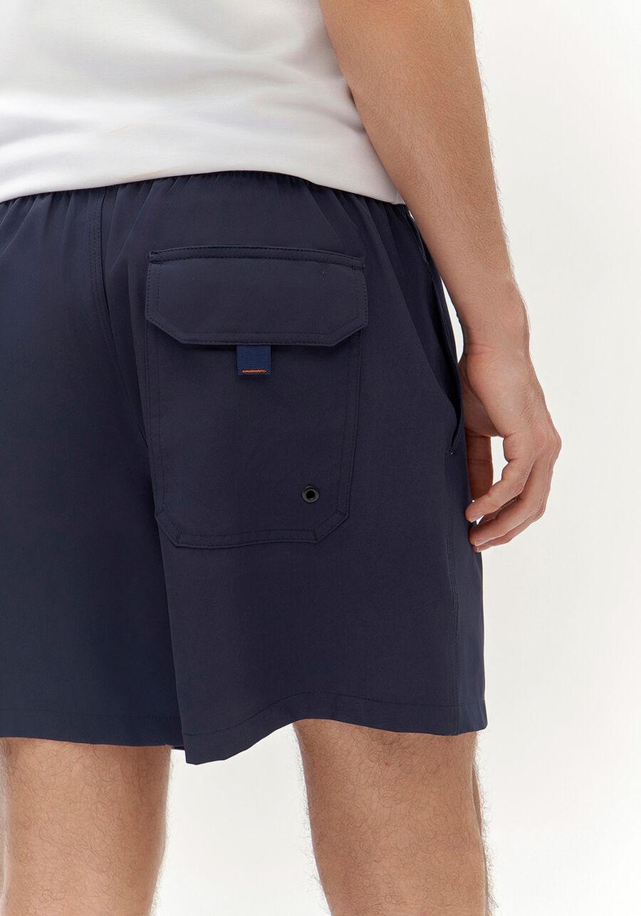 Shorts Com Bolso E Cadarço Regulável Em Tecido Plano, MARINHO ACTION. Shorts Com Bolso E Cadarço Regulável Em Tecido Plano, MARINHO ACTION, large.