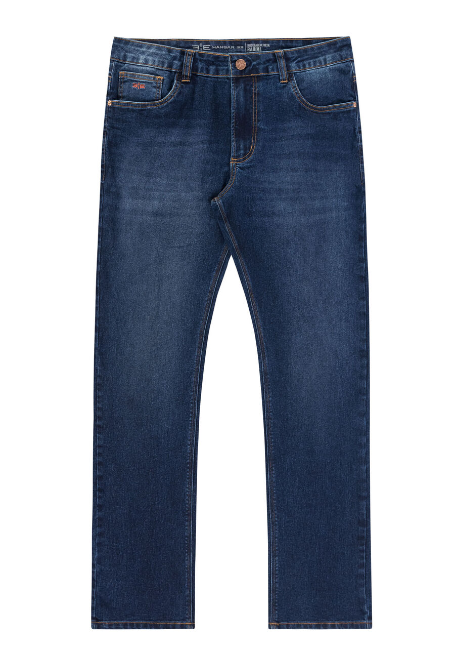Calça Jeans Masculina Reta Escura com Elasticidade, JEANS, large.
