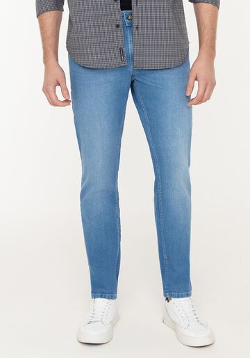 Calça Jeans Slim Turbofan Masculina Com Bolsos E Elastano, JEANS. Calça Jeans Slim Turbofan Masculina Com Bolsos E Elastano, JEANS, large.