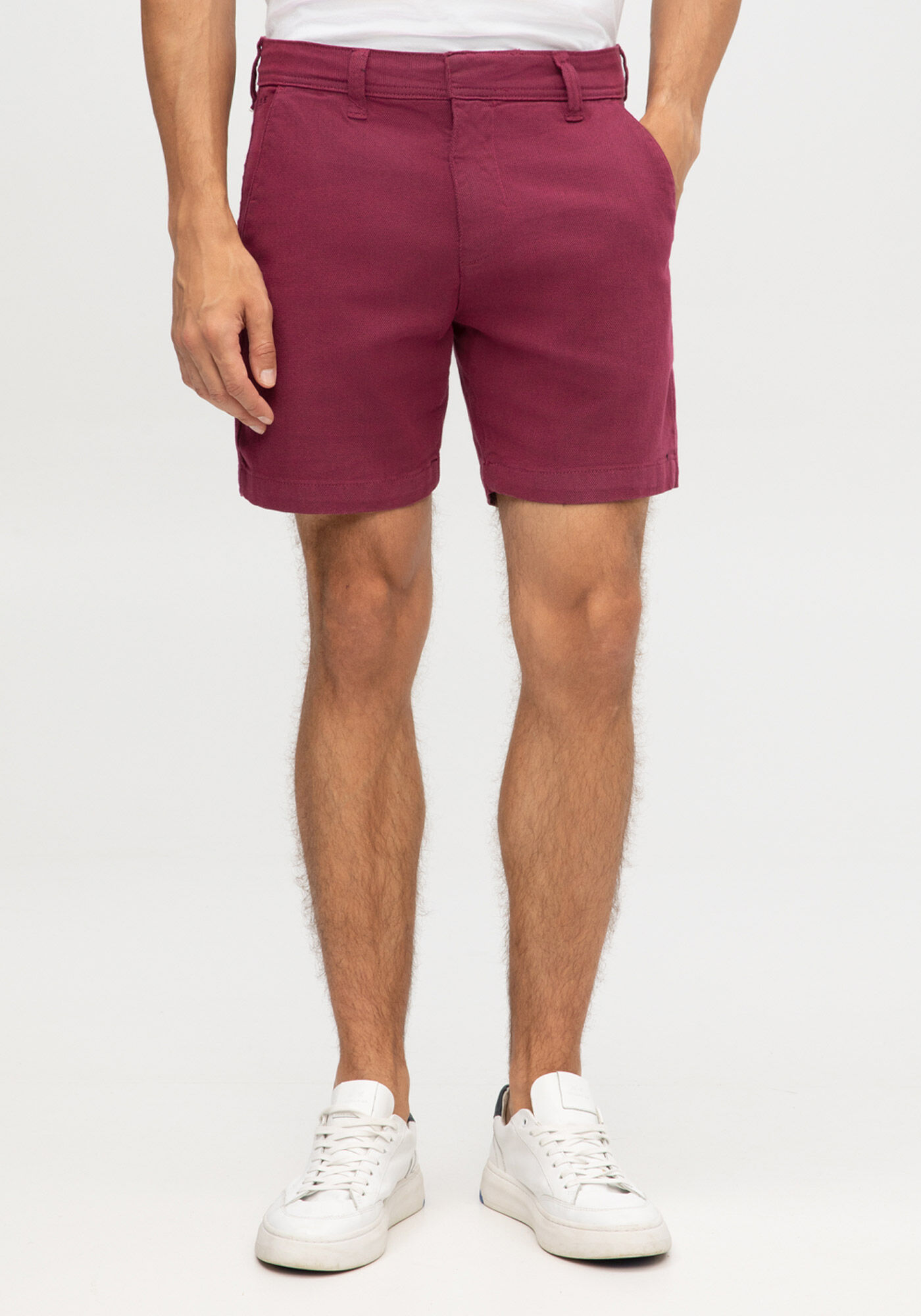 Shorts Sarja Masculino Reto Alfaiataria, BORDO WINE, large.