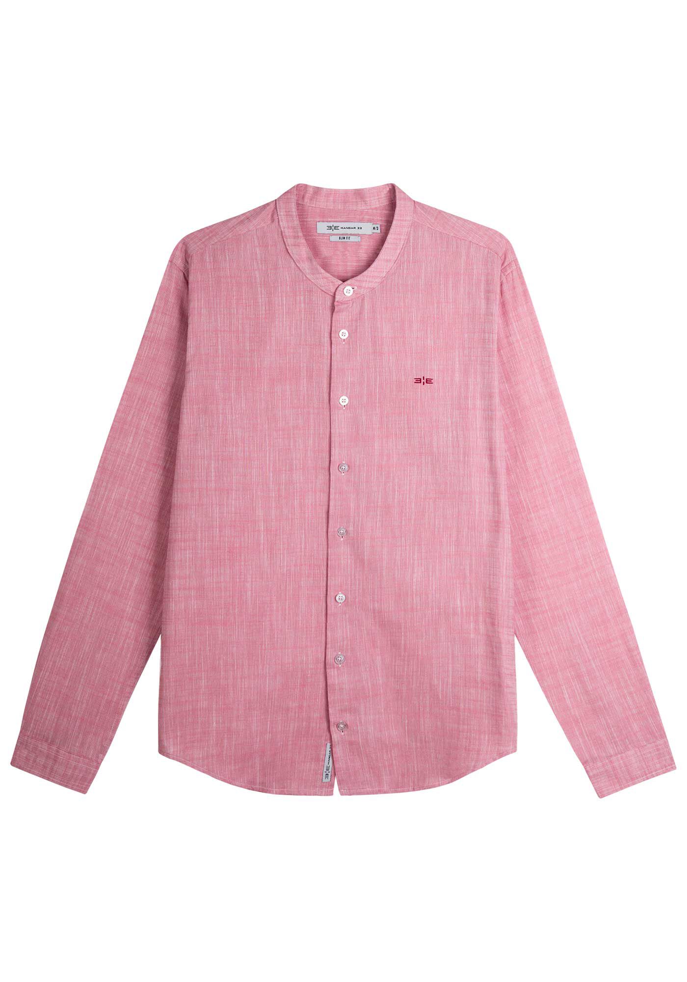 Camisa Masculina Com Gola Padre E Mangas Longas Slim Fit, BORDO WITCH, large.