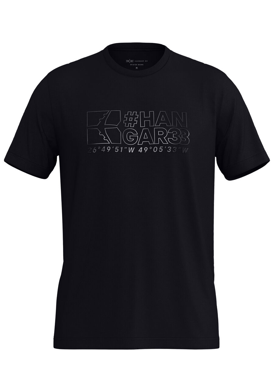 Camiseta Masculina em Malha Modal Estampada, PRETO. Camiseta Masculina em Malha Modal Estampada, PRETO, large.