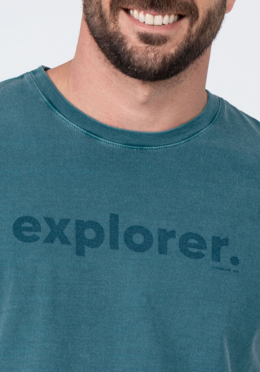 Camiseta Masculina em Malha Estonada, VERDE FEATHER. Camiseta Masculina em Malha Estonada, VERDE FEATHER, large.