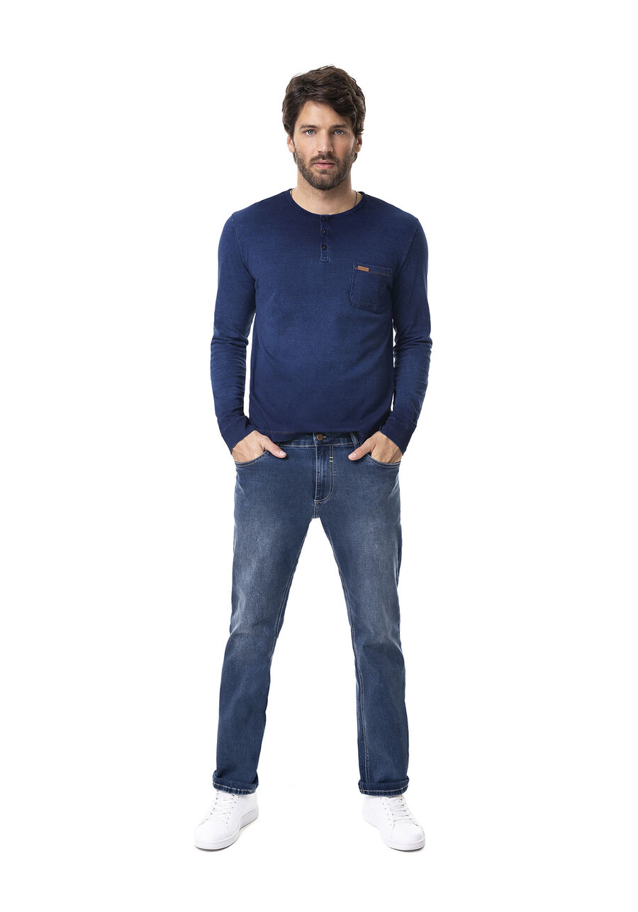 Calça com Elastano, JEANS MEDIO. Calça com Elastano, JEANS MEDIO, large.