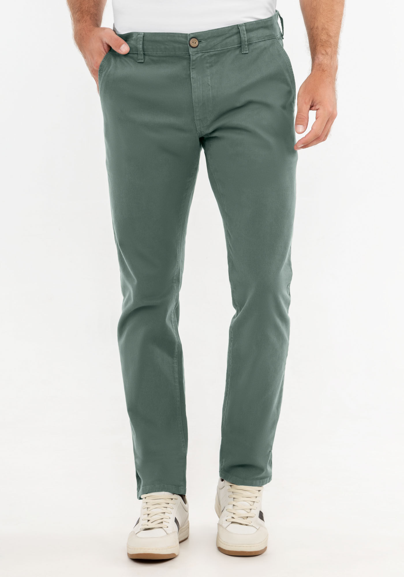 Cal&ccedil;a Slim Turbofan Em Sarja Com Elastano, VERDE FURIA, large.
