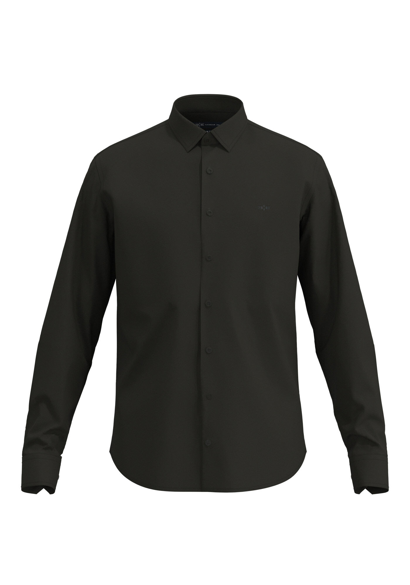 Camisa De Mangas Longas Em Algod&atilde;o Mercerizado Com Elastano, PRETO, large.