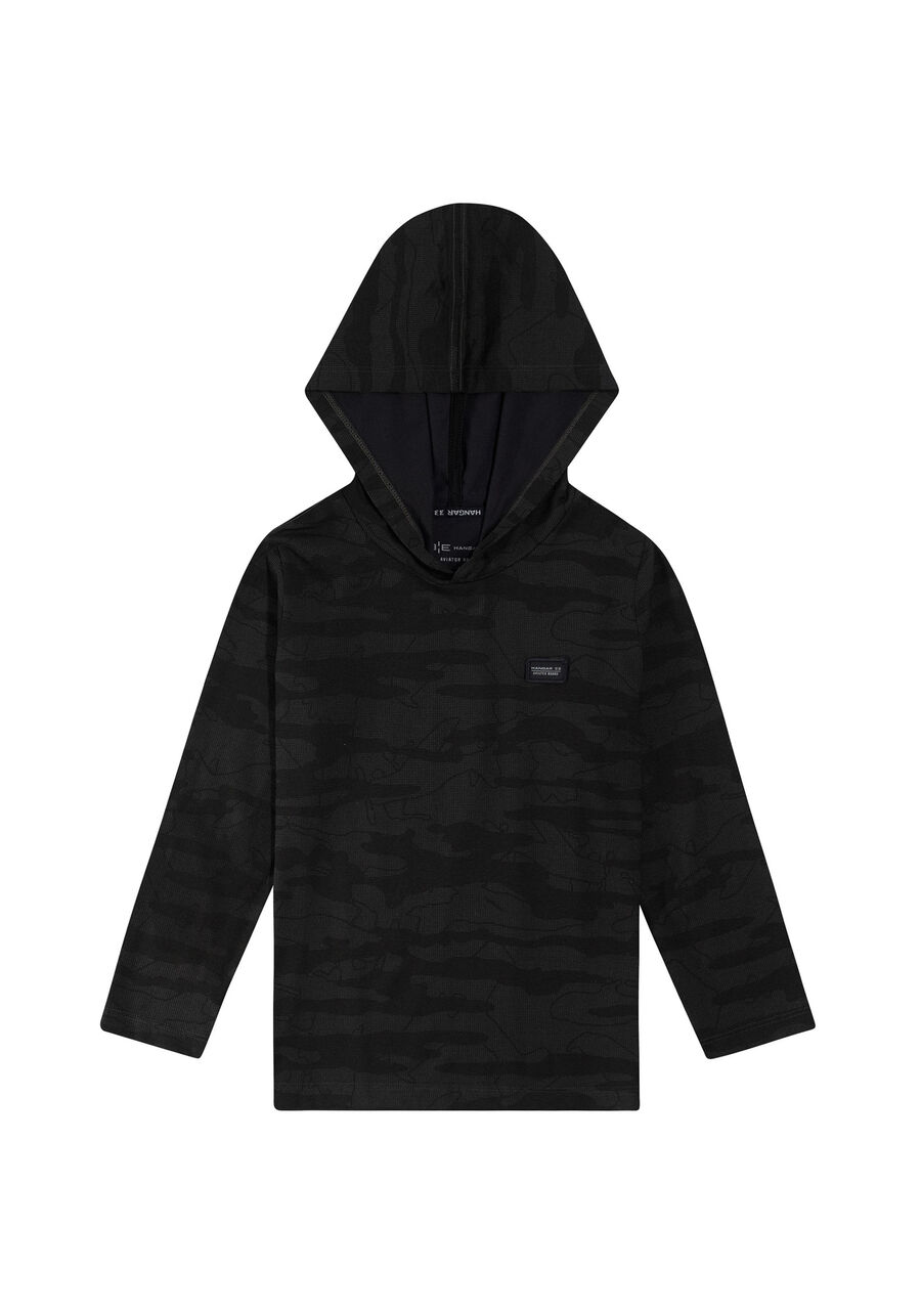 Camiseta Manga Longa com Capuz Tal Pai Tal Filho Infantil, GRID PRETO. Camiseta Manga Longa com Capuz Tal Pai Tal Filho Infantil, GRID PRETO, large.