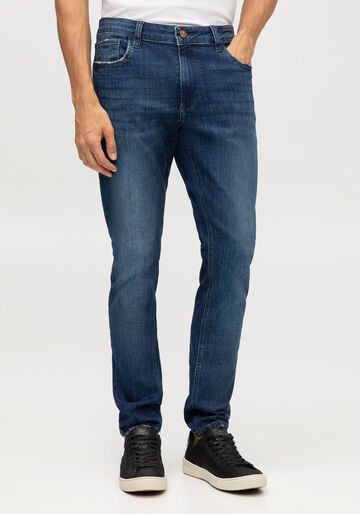 Calça Jeans Masculina Skinny Escura Estonada, JEANS. Calça Jeans Masculina Skinny Escura Estonada, JEANS, large.