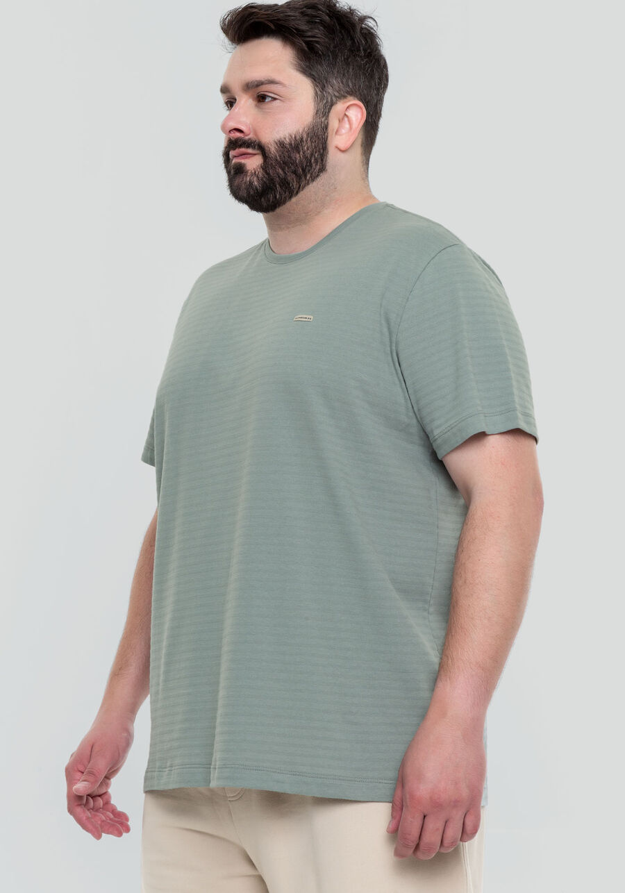 Camiseta Masculina Big & Tall com Textura, VERDE TEOS, large.