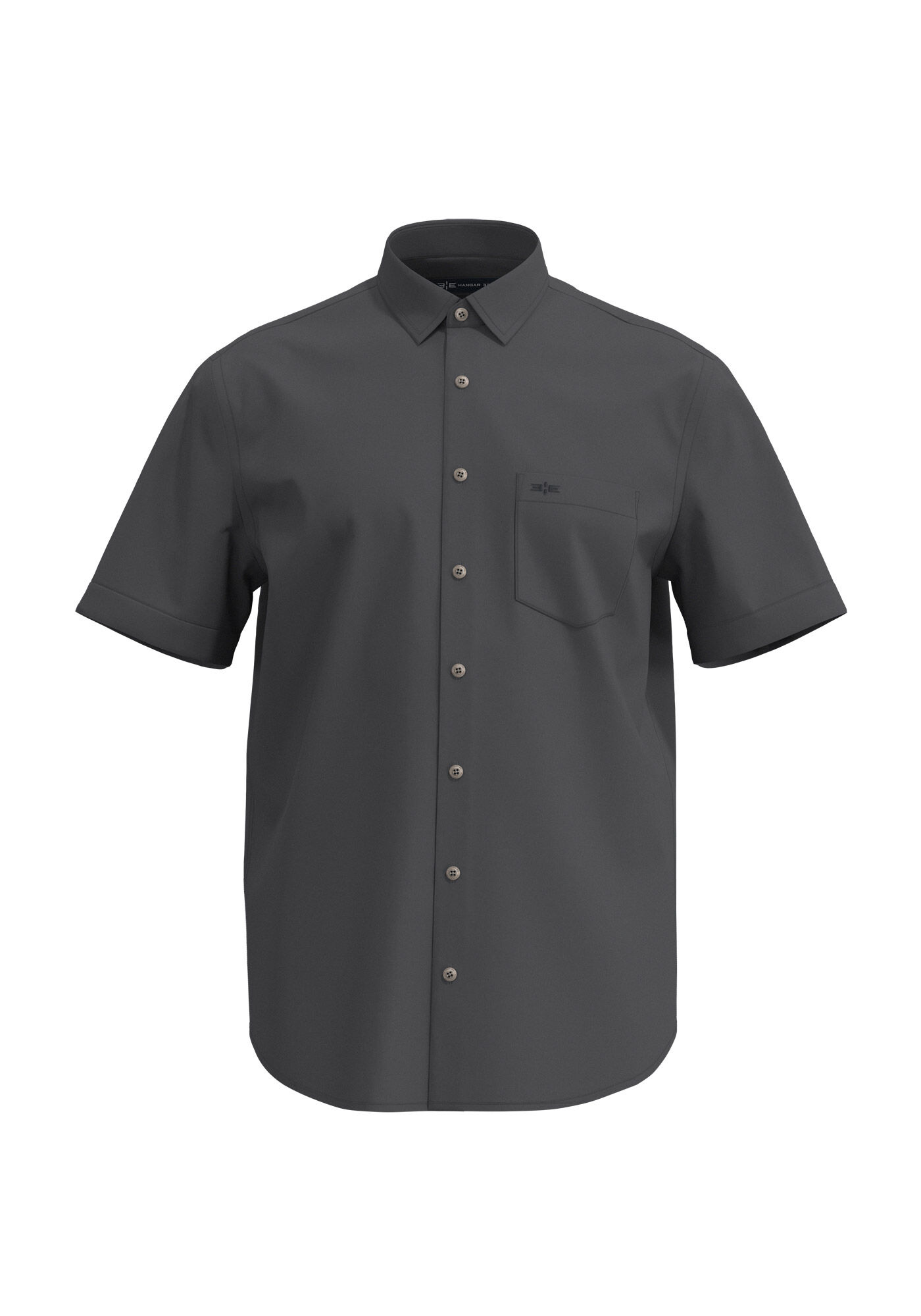 Camisa Comfort Com Manga Curta E Bolso Em Tecido Mercerizado, CINZA NOTI, large.