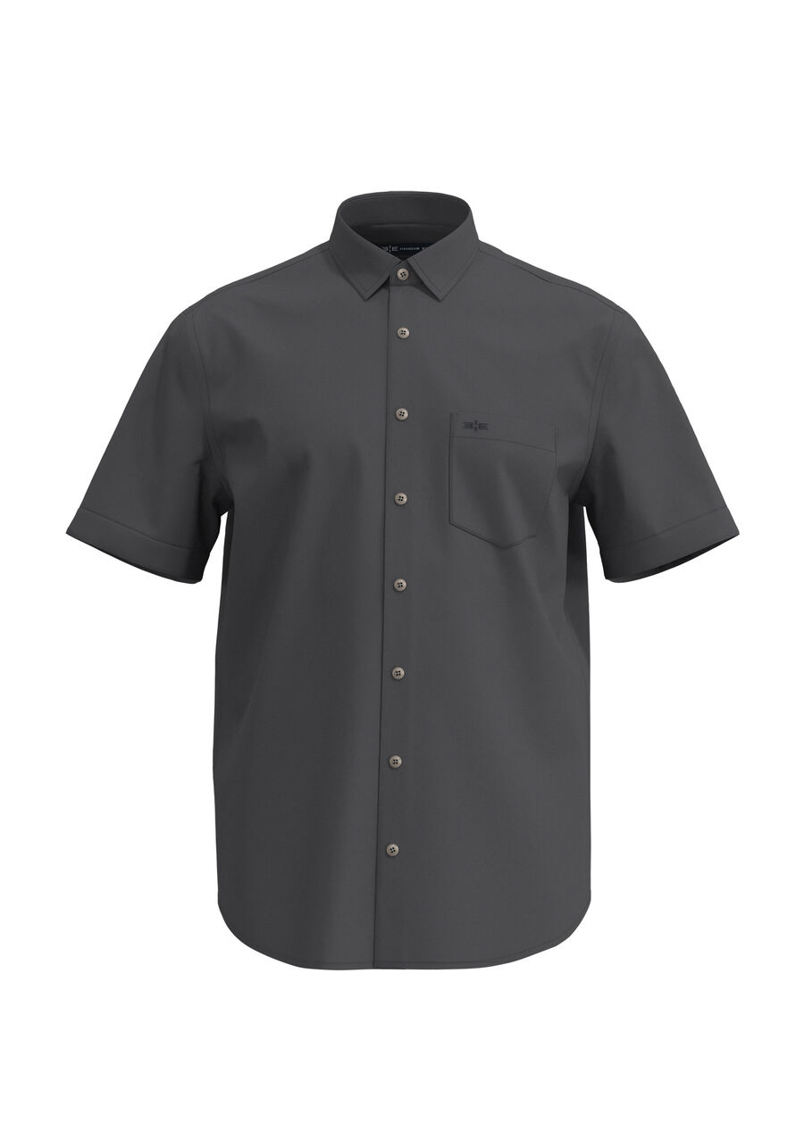 Camisa Comfort Com Manga Curta E Bolso Em Tecido Mercerizado, CINZA NOTI. Camisa Comfort Com Manga Curta E Bolso Em Tecido Mercerizado, CINZA NOTI, large.