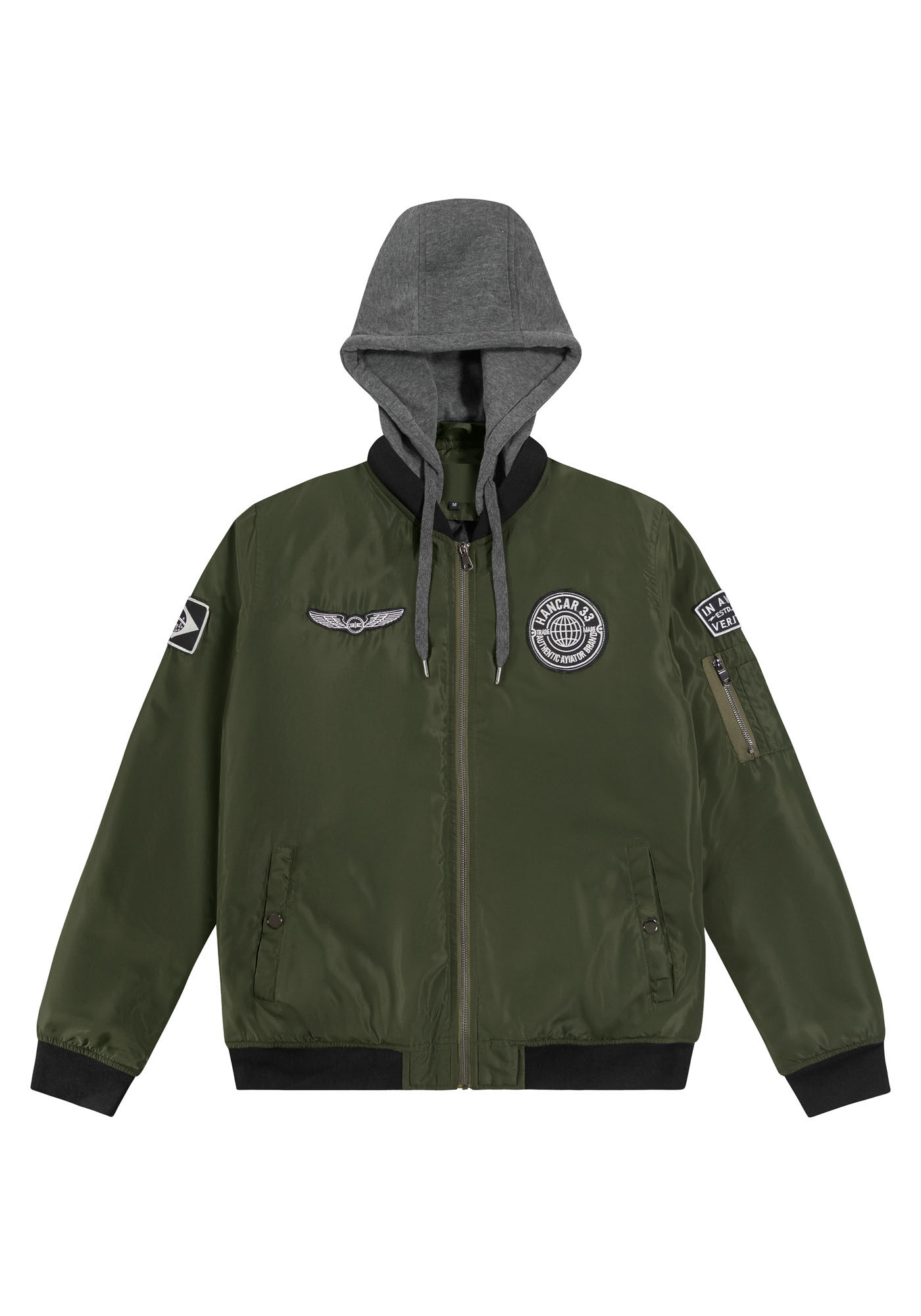 Jaqueta Com Capuz Remov&iacute;vel Em Nylon, VERDE ROBUST, large.